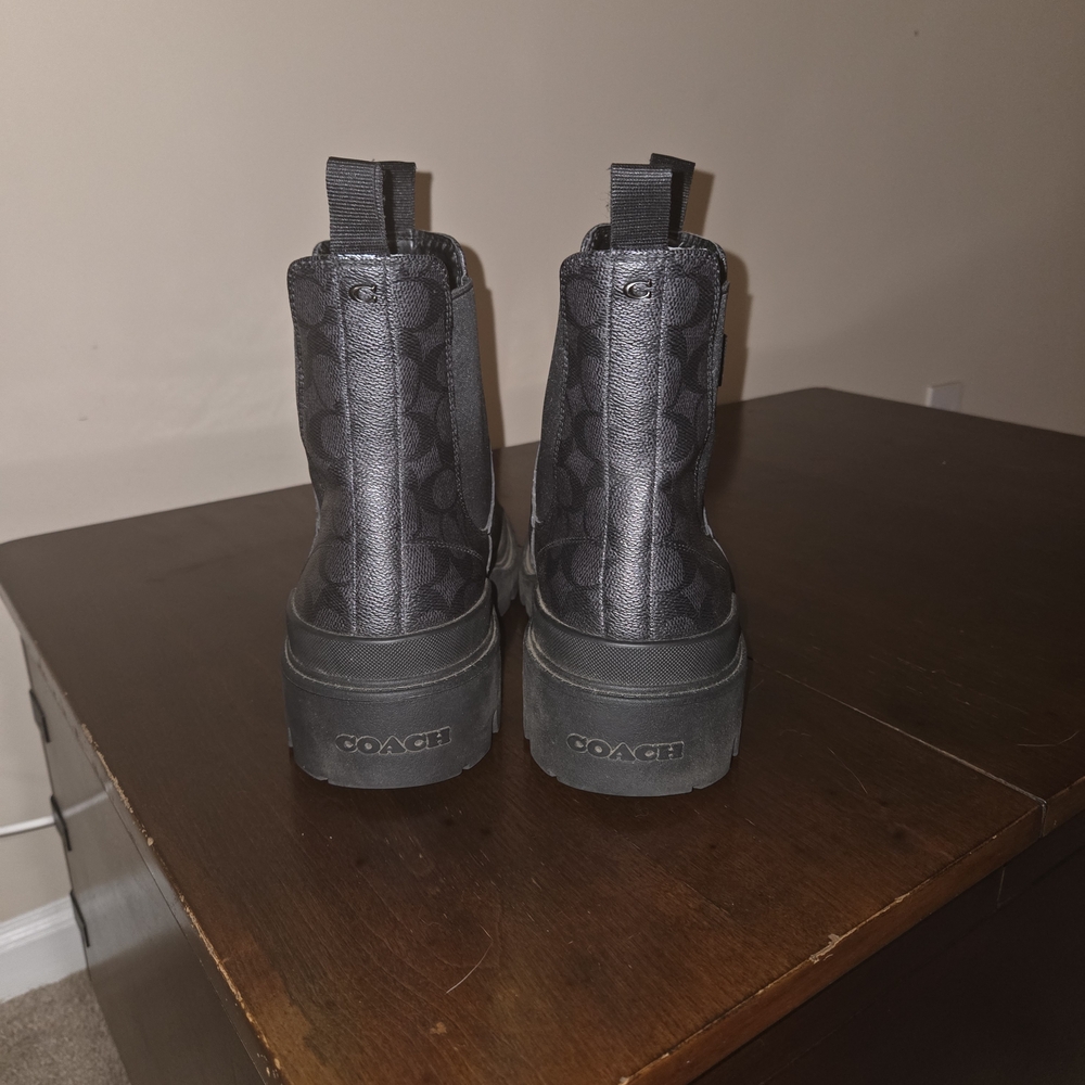 Coach Black Leather Boot with Pull Tab - Picture 4 of 5